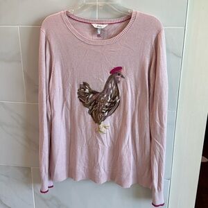 Women’s pink sweater with chicken